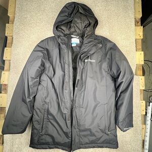 Columbia Rain Jacket Mens Small Black Omni - Tech Hooded Waterproof Breathable